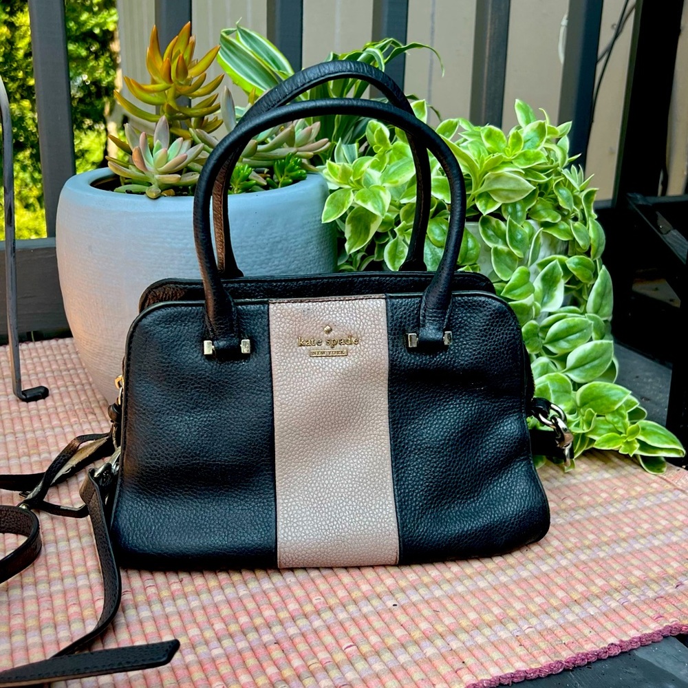Mauve and black stripe Kate spade purse